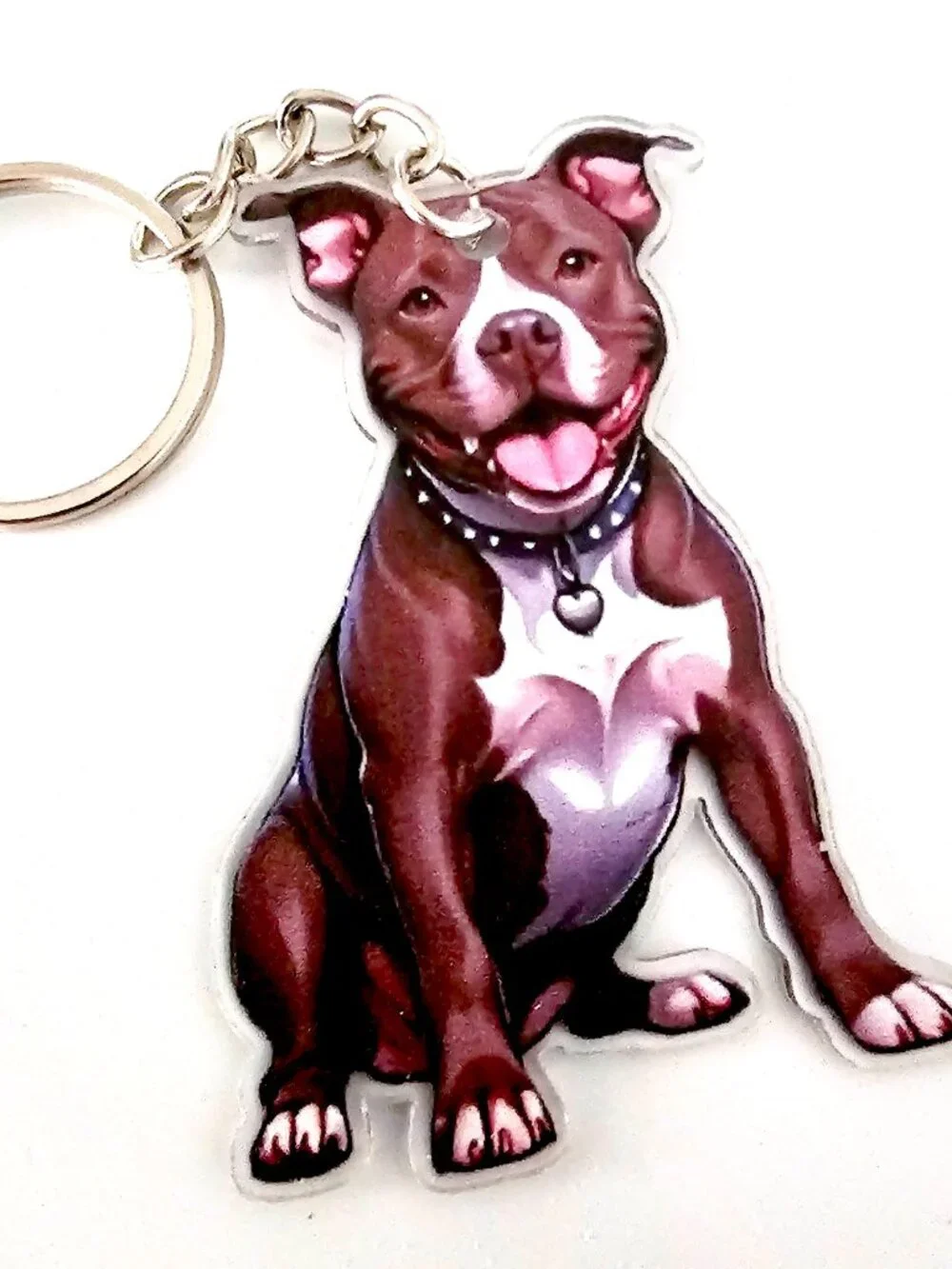 Pit Bull Acrylic Keychain, Unisex,Dog Lover American Bully Staffy Gift Pet Charm